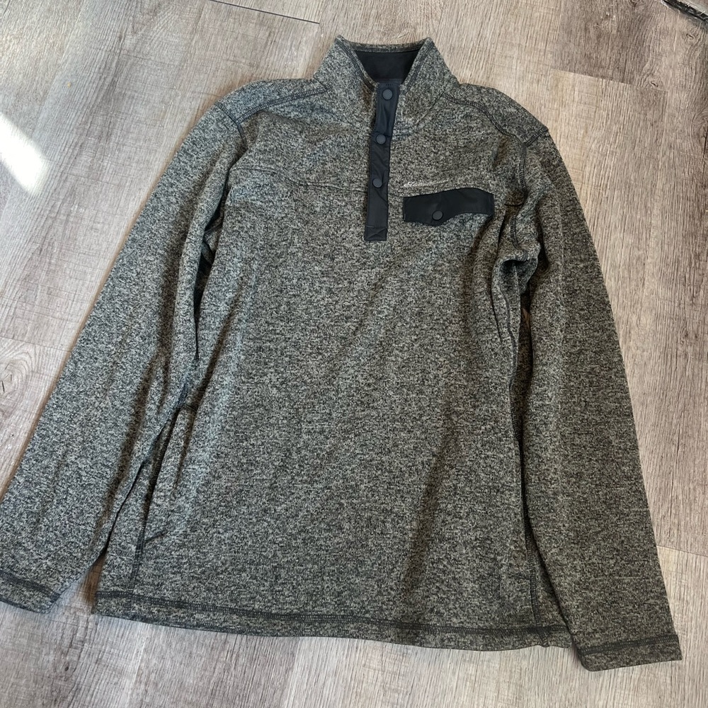 Eddie Bauer Convector Snap Button Mock Neck Gray … - image 1